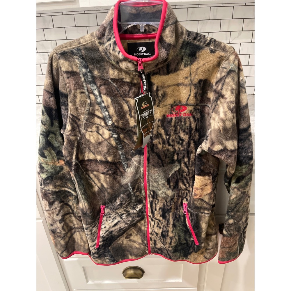 Mossy Oak Fleece Jacket Women S Brown Pink Break-Up Country Camo Zip W316236